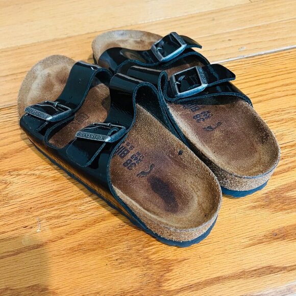 Birkenstock Arizona Sandals in Black Patent Leather - Birko-Flor Size 38 - Picture 15 of 16